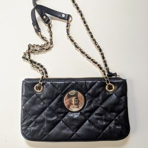 DKNY black leather shoulder bag